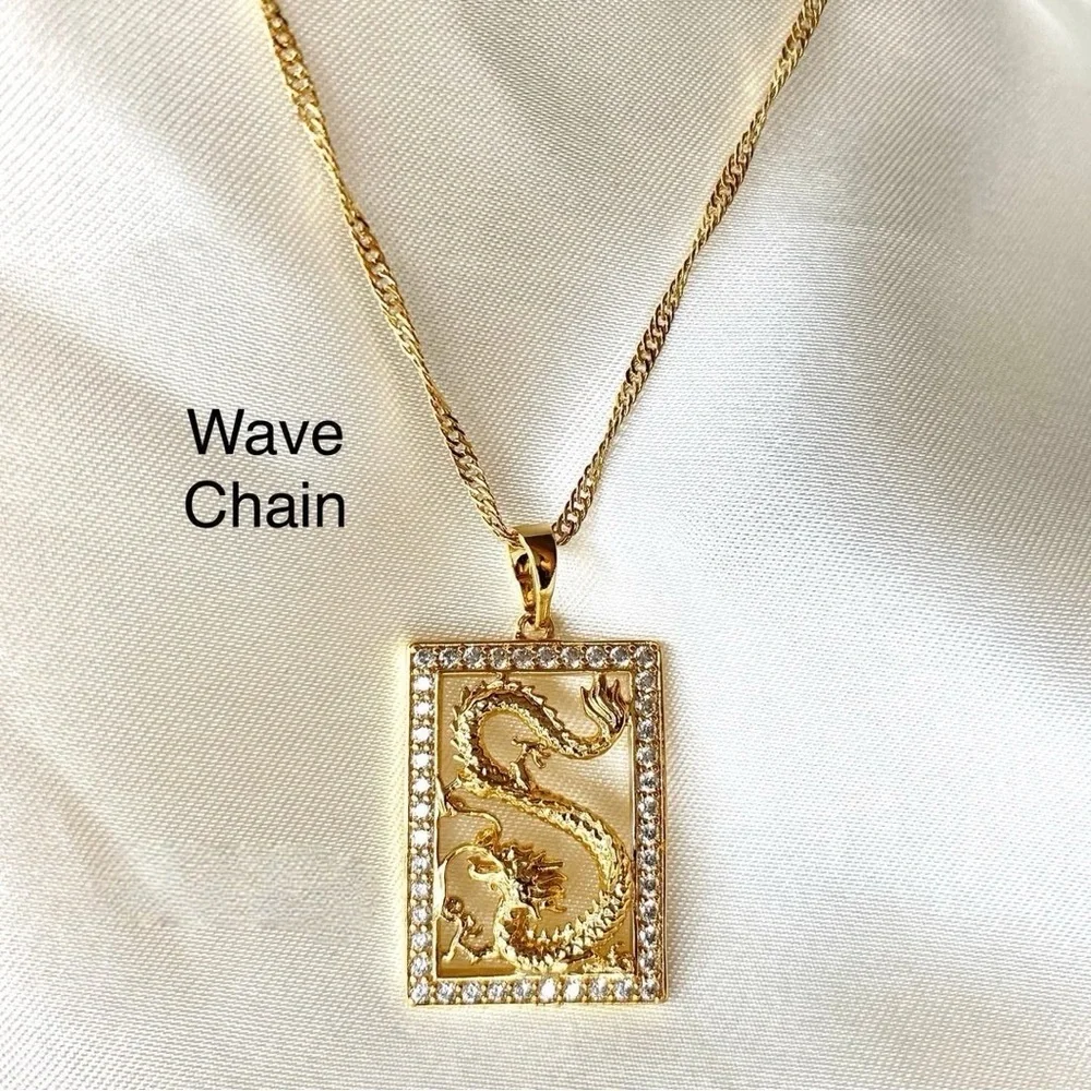 Dragon necklace 18inch ,Gold and Silver Initial Pendant Necklace